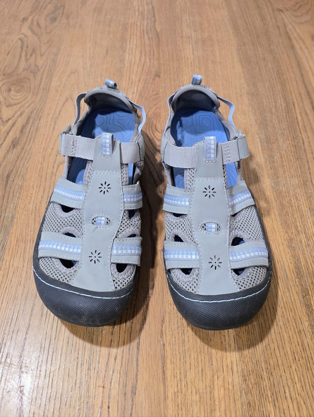 JSport by Jambu Grey Light Blue Athleticwear Walking Sandals-Women's Size 9